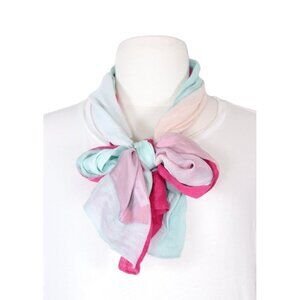 Moschino Larioseta Unisex Blue Pink Scarf Ombre Linen Silk Vintage Oblong Scarf